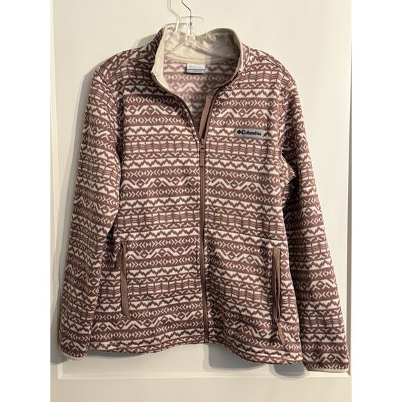 Columbia Women's Sweater Weather Geometric Printed Full Zip Sz M Gorpcore Prep - Picture 1 of 10